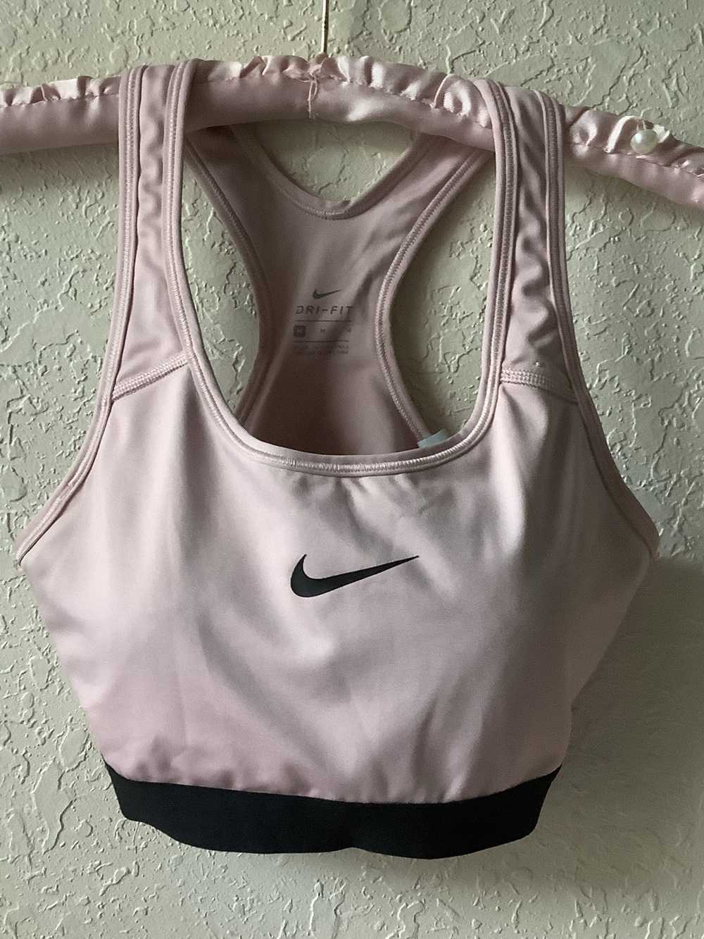 Nike Light Pink & Black Dri-FIT Racerback Sports Bra